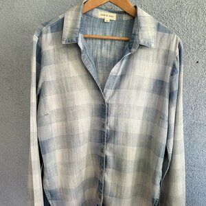 Cloth & Stone Checked Button-Down Shirt Blue M